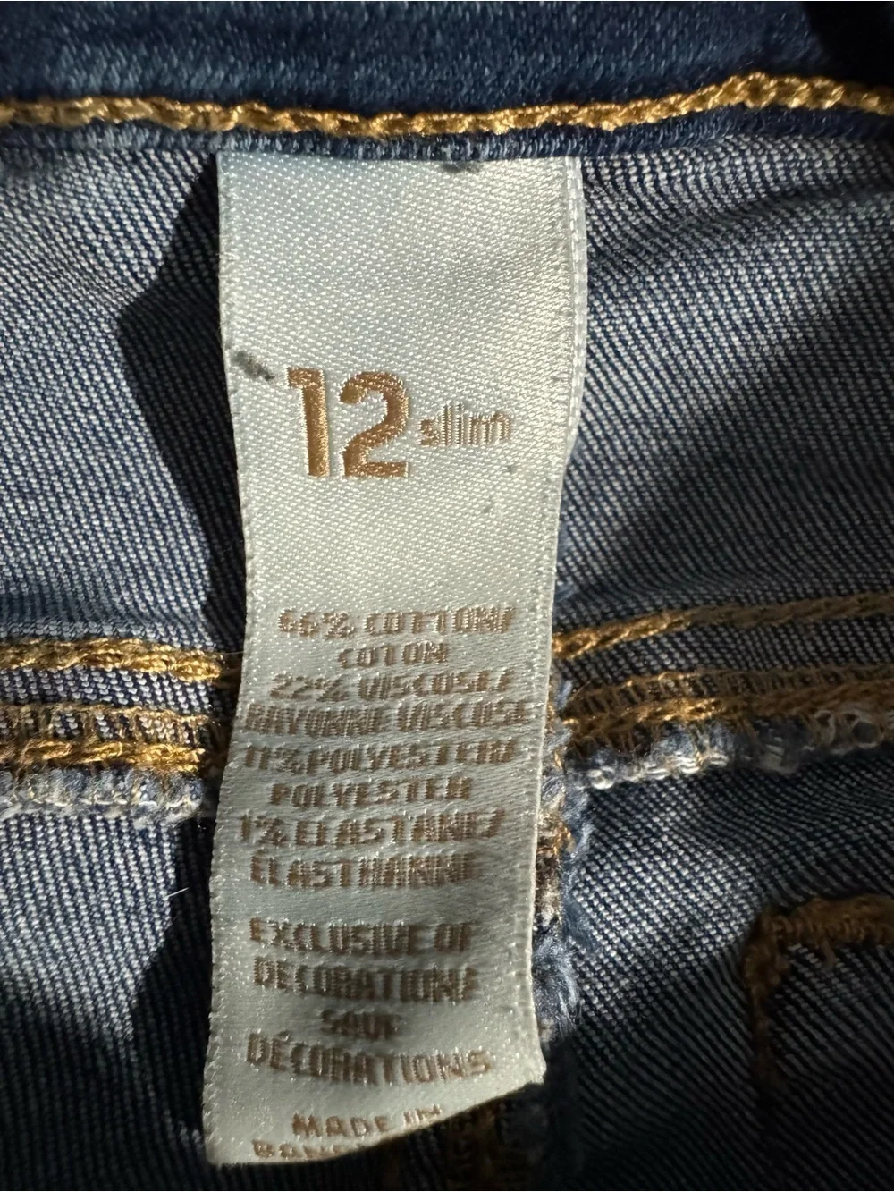 Justice Girls Blue Jean Cutoff Denim Short Size 12 Slim Shorts Dark Wash